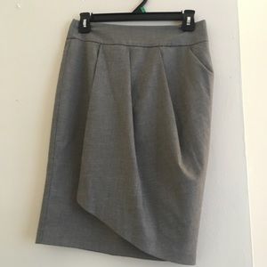 Benetton Pencil Wrap Skirt Houndstooth Grey SMALL